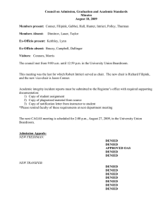 Council on Admission, Graduation and Academic Standards Minutes August 18, 2009