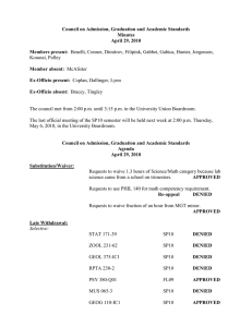 Council on Admission, Graduation and Academic Standards Minutes April 29, 2010