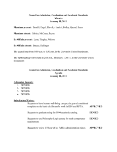 Council on Admission, Graduation and Academic Standards Minutes January 11, 2011