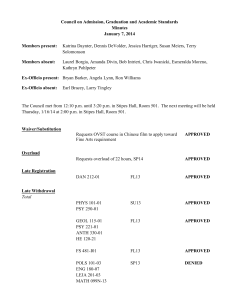 Council on Admission, Graduation and Academic Standards Minutes January 7, 2014