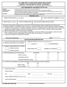 U.S. ARMY ROTC 4-YEAR SCHOLARSHIP APPLICATION REQUEST FOR SECONDARY SCHOOL TRANSCRIPT