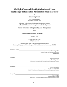 Multiple Commodities Optimization of Lean Technology Infusion for Automobile Manufacturer Shui-Fang Chou