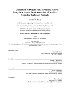 Utilization of Dependency Structure Matrix Analysis to Assess Implementation of NASA’s