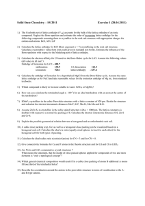 Solid State Chemistry – SS 2011 Exercise 1 (28.04.2011)