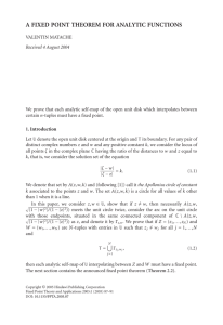A FIXED POINT THEOREM FOR ANALYTIC FUNCTIONS