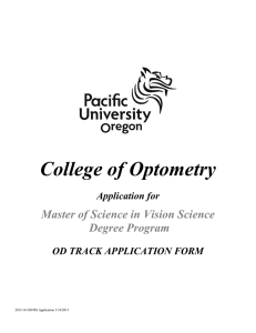 College of Optometry  Master of Science in Vision Science Degree Program