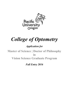 College of Optometry  Master of Science | Doctor of Philosophy in