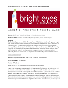 RESIDENCY – PEDIATRIC OPTOMETRY | VISION THERAPY AND REHABILITATION