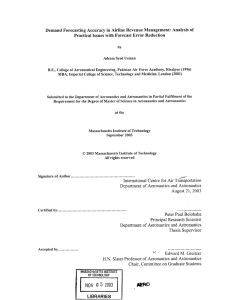 Demand  Forecasting  Accuracy  in Airline Revenue ... Practical Issues  with  Forecast  Error Reduction