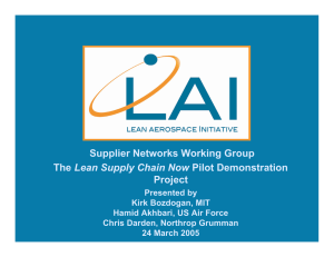 Supplier Networks Working Group Lean Supply Chain Now Project Presented by