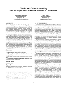 Distributed Order Scheduling and its Application to Multi-Core DRAM Controllers Thomas Moscibroda