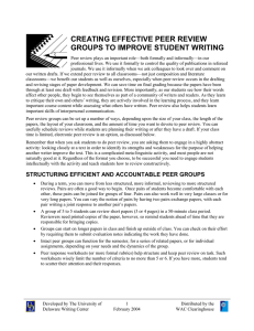 CREATING EFFECTIVE PEER REVIEW GROUPS TO IMPROVE STUDENT WRITING