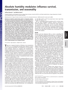 Absolute humidity modulates influenza survival, transmission, and seasonality Jeffrey Shaman and Melvin Kohn