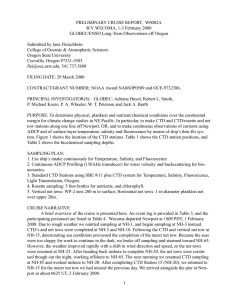 PRELIMINARY CRUISE REPORT,  W0002A R/V WECOMA, 1-3 February 2000
