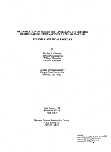 ORGANIZATION OF PERSISTENT UPWELLING STRUCTURES HYDROGRAPHIC OBSERVATIONS, 5 APRIL-10 MAY 1983