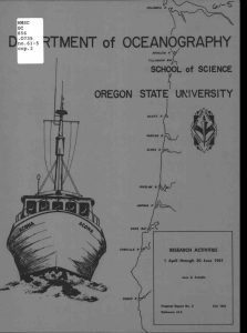 RTMENT of OCEANOGRAPHY D OREGON STATE UNIVERSITY SCHOOL of SCIENCE