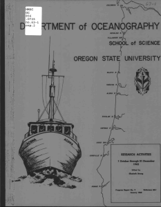 RTMENT of OCEANOGRA PHY OREGON STATE UNIVERSITY