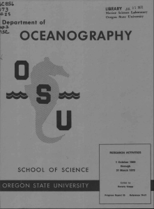 OCEANOGRAPHY artment of z5 SCHOOL OF SCIENCE