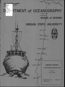 RTMENT of OCEANOGRAPHY D OREGON STATE UNIVERSITY SCHOOL of SCIENCE