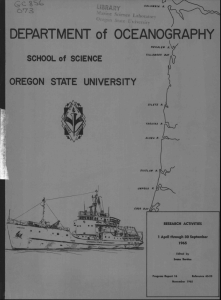 DEPARTMENT of OCEANOGRAPHY OREGON STATE UNIVERSITY SCHOOL of SCIENCE ii'