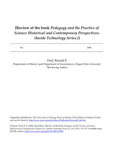 Pedagogy and the Practice of Science: Historical and Contemporary Perspectives.