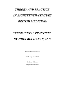 THEORY AND PRACTICE IN EIGHTEENTH-CENTURY  BRITISH MEDICINE: