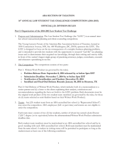 ABA SECTION OF TAXATION 14 ANNUAL LAW STUDENT TAX CHALLENGE COMPETITION (2014-2015)