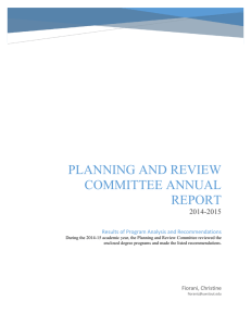 PLANNING AND REVIEW COMMITTEE ANNUAL REPORT 2014-2015