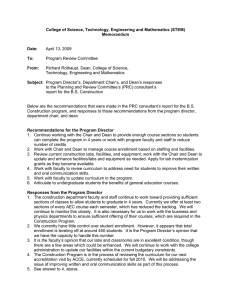 College of Science, Technology, Engineering and Mathematics (STEM) Memorandum Date: To: