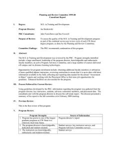 Planning and Review Committee 1999-00 Consultant Report  I.