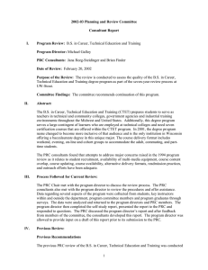 2002­03 Planning and Review Committee  Consultant Report  I.  Program Review: