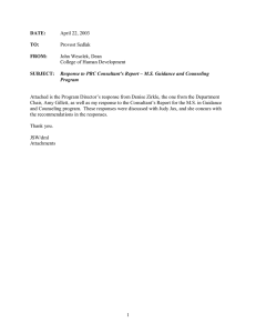   John Wesolek, Dean  Attached is the Program Director’s response from Denise Zirkle, the one from the Department  DATE: