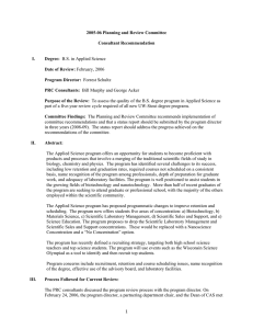 2005-06 Planning and Review Committee  Consultant Recommendation I.