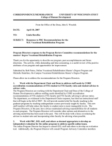 CORRESPONDENCE/MEMORANDUM UNIVERSITY OF WISCONSIN-STOUT College of Human Development