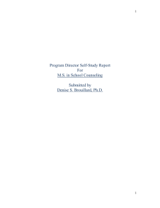 Program Director Self-Study Report For M.S. in School Counseling