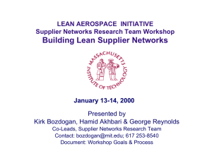 Building Lean Supplier Networks LEAN AEROSPACE  INITIATIVE January 13-14, 2000