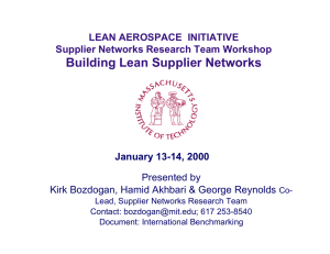 Building Lean Supplier Networks LEAN AEROSPACE  INITIATIVE January 13-14, 2000