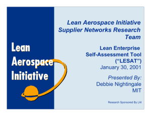 Lean Aerospace Initiative Supplier Networks Research Team Lean Enterprise