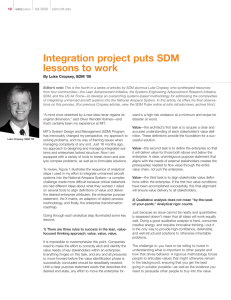 Integration project puts SDM lessons to work By Luke Cropsey, SDM ’08