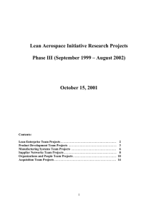 Lean Aerospace Initiative Research Projects October 15, 2001