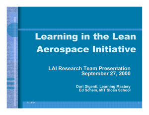Learning in the Lean Aerospace Initiative LAI Research Team Presentation September 27, 2000