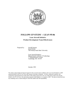 FOLLOW-UP STUDY -- LEAN 95-06 Lean Aircraft Initiative Product Development Team Effectiveness