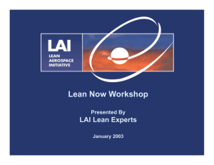Lean Now Workshop LAI Lean Experts Presented By January 2003