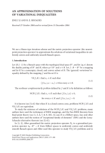 AN APPROXIMATION OF SOLUTIONS OF VARIATIONAL INEQUALITIES