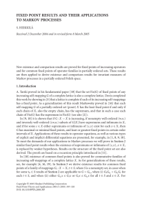 FIXED POINT RESULTS AND THEIR APPLICATIONS TO MARKOV PROCESSES