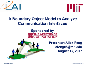 A Boundary Object Model to Analyze Communication Interfaces  Sponsored by