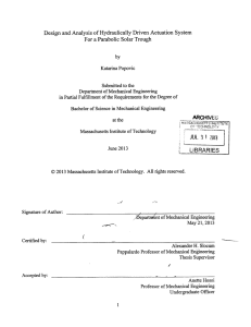 Design  and Analysis of Hydraulically  Driven Actuation ... For a Parabolic  Solar Trough