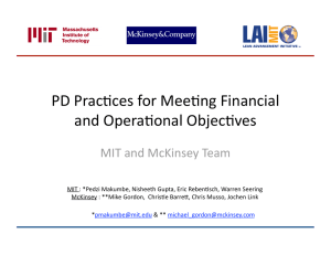 PD Prac'ces for Mee'ng Financial  and Opera'onal Objec'ves  MIT and McKinsey Team 