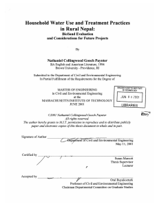 Household  Water Use  and Treatment Practices in Rural Nepal: