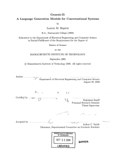 Genesis-II: A  Language  Generation  Module  for ... Lauren  M.  Baptist